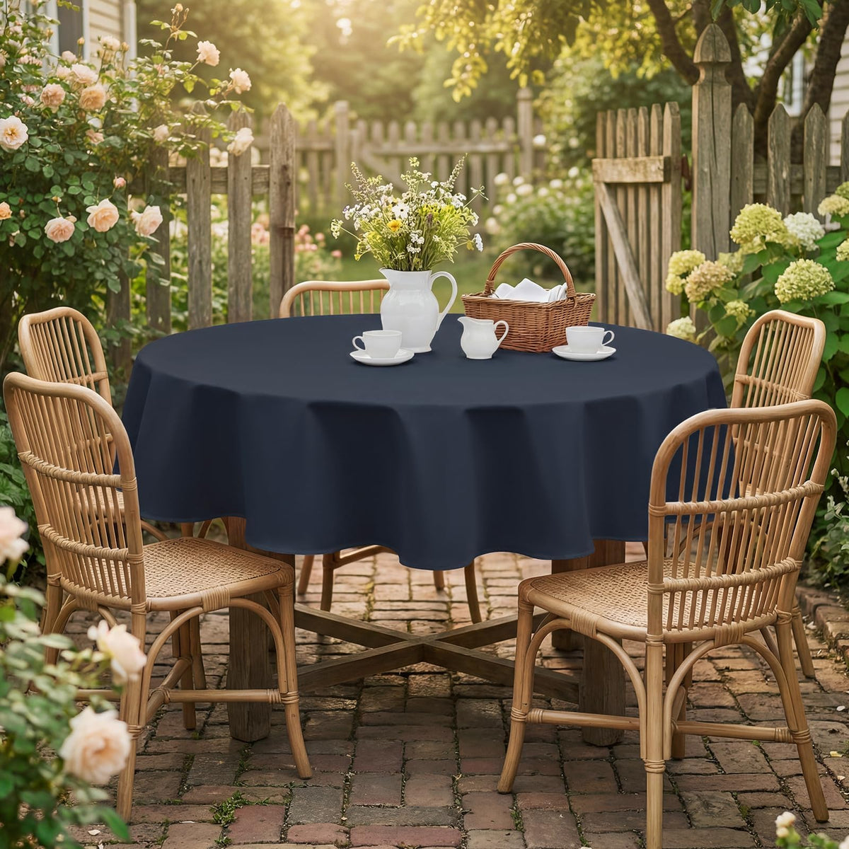 Round Tablecloth 70 Inch, Navy Blue