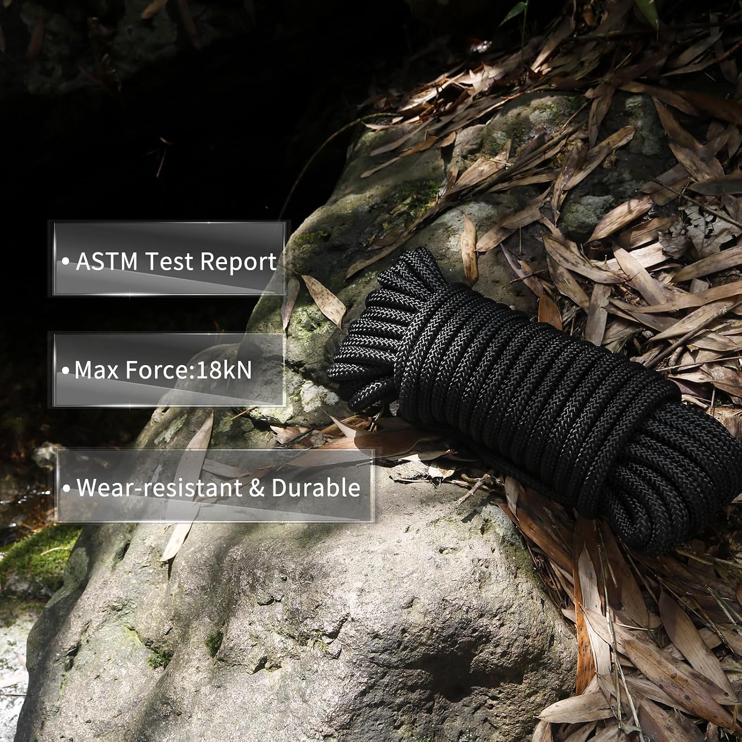 10mm(3/8inch) Accessory Cord Rope CE 24KN Double Braid Pre Cut for Outdoor Survival, Mountaineering, Prusik,Hauling