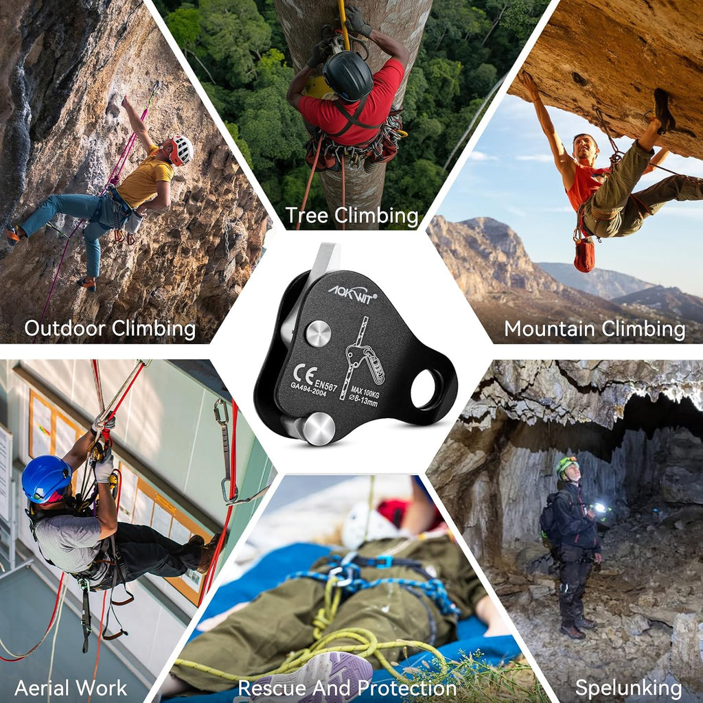 Climbing Ascender Rope Grab Fall Protection Belay Device Tree Climbing Gear Rappelling Equipment Rope Ascender for