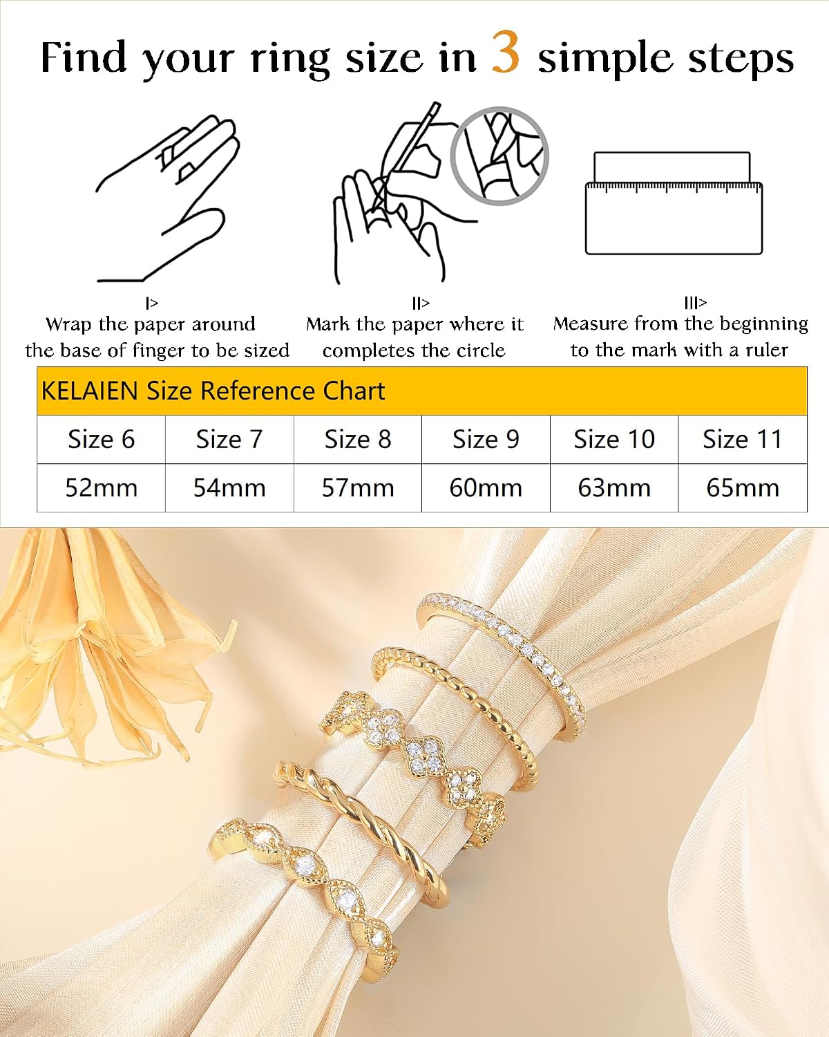 Gold Stackable Rings for Women Non Tarnish 14K Gold Plated Cubic Zirconia Stacking Chunky Eternity Band Rings Dainty