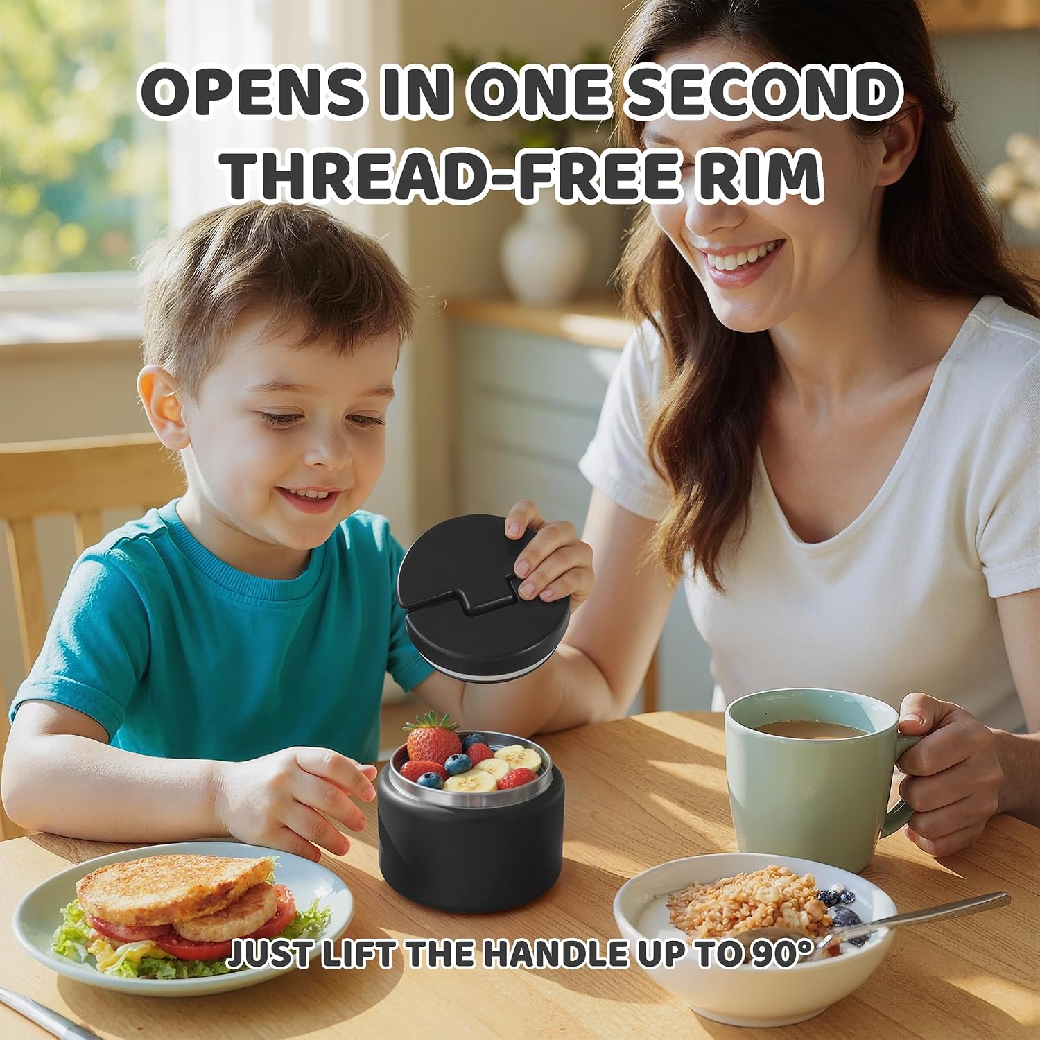 14.5oz Soup Thermo for Hot Food Kids Vacuum Insulated Food Jar Twist-Free Soup Thermo for Hot Food Kids Leakproof