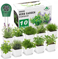 Indoor Herb Garden Kit – 10 Non-GMO Herb Seeds with Soil, Pots & Moisture Meter – Easy Windowsill Gardening Starter