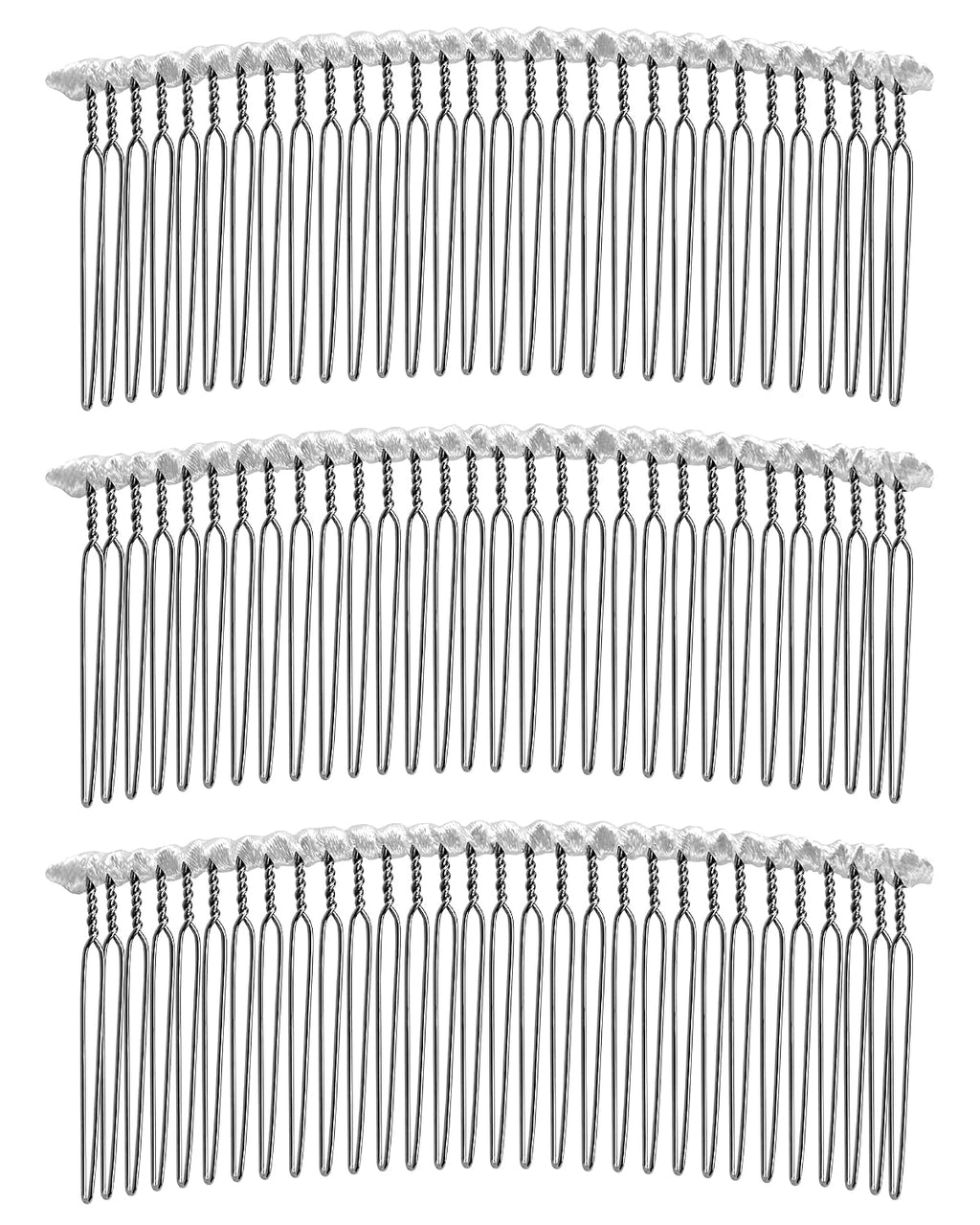 30 Teeth Ribbon-wrapped Veil Combs, 1.8" Extra Long Teeth Bridal Hair Comb for Long Wedding Veils, Sturdy Metal Wire