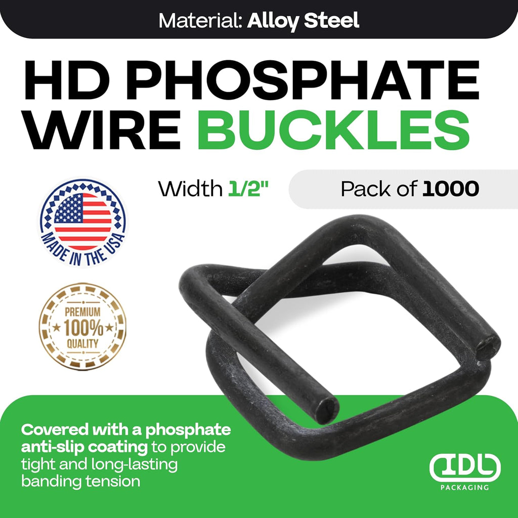 Cord Strapping Buckles 1/2", 1000-Pack - for Woven Cord Strap, USA-Made
