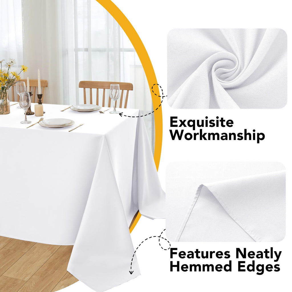 6-Pack White Tablecloths for Rectangle Tables, 90 x 156 Inches