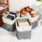 8 Pack Fabric Storage Bins Baskets, 17 x 12 x 15 in, Gray White