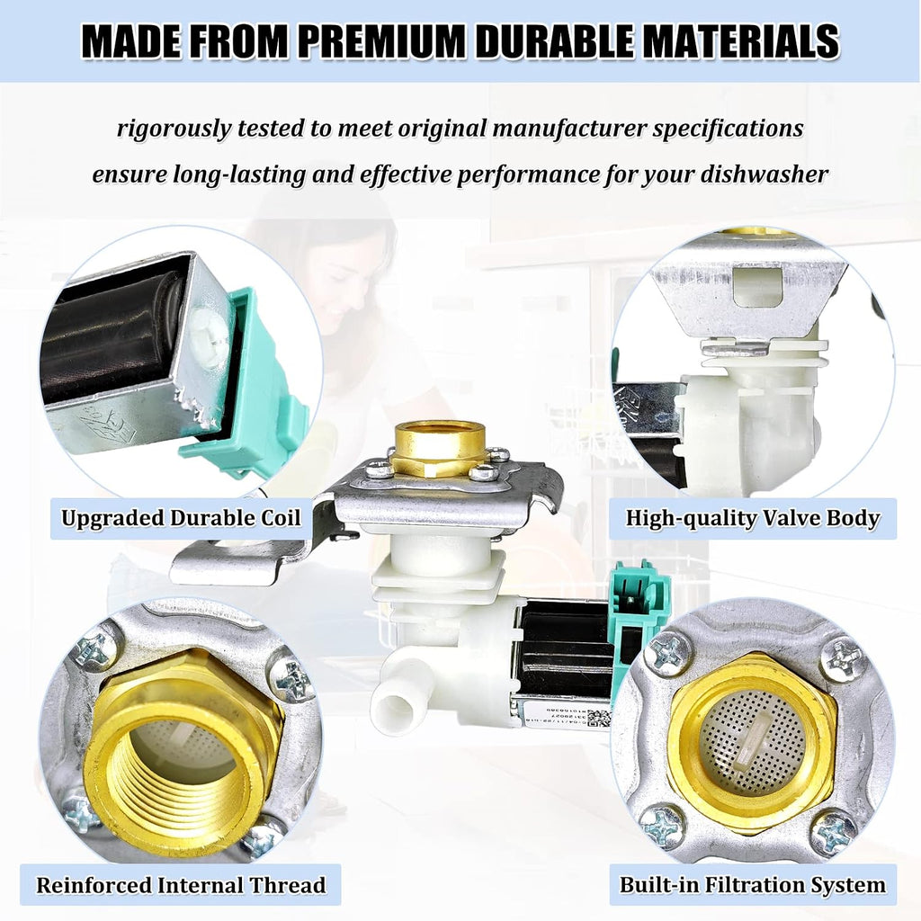 WPW10158389 Dishwasher Water Inlet Valve Replacement for Whirlpool, Kenmore, KitchenAid, Maytag - Replaces AP6015932, PS11749213, W10158387, PS2348011, WPW10158389VP