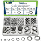 Star Washers Internal Tooth Lock Washers Assortment (M2.5-M12) 500Pcs