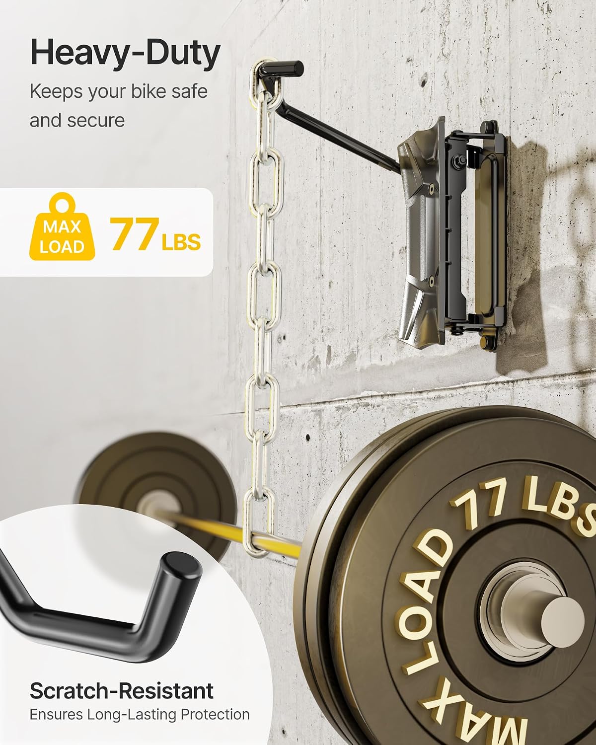 Swivel Bike Wall Mount for Fat Tire, Up to 4.5" Tire Width, 4 Pack | Swivel Bike Wall Hanger, Holds Up to 77lbs