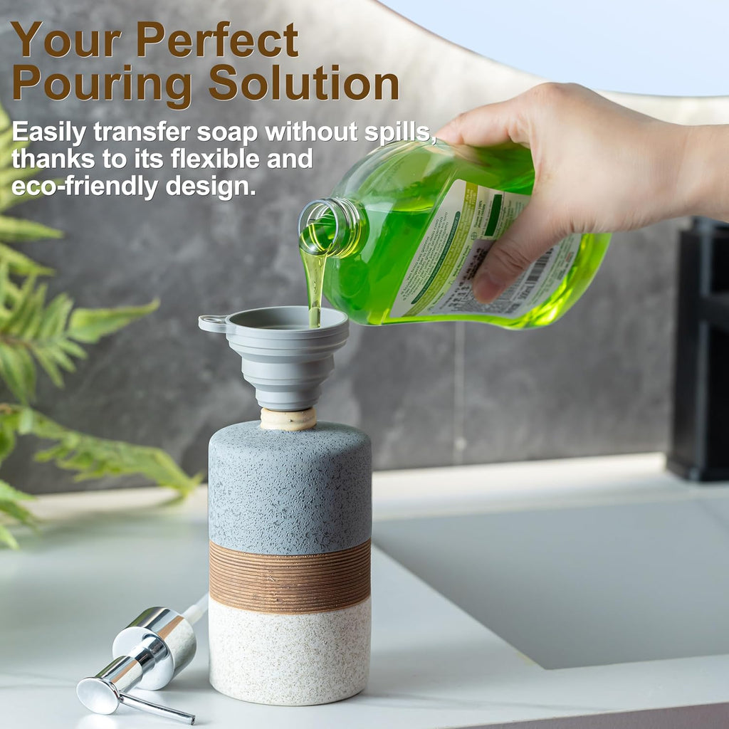Ceramic Soap Dispenser Set for Hand Soap, Shampoo, Dish Soap, Conditioner, Bathroom & Kitchen, Stainless Steel Pump