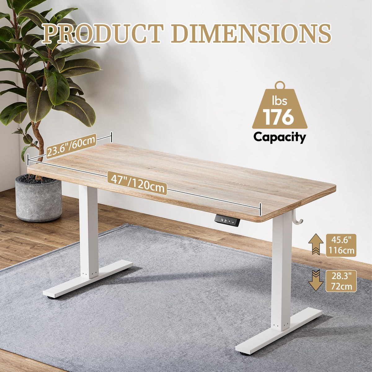 Electric Adjustable Sewing Table, 47"x24" Workbench Adjustable Height, Ergonomic Worktable for Garage, Craft Desk