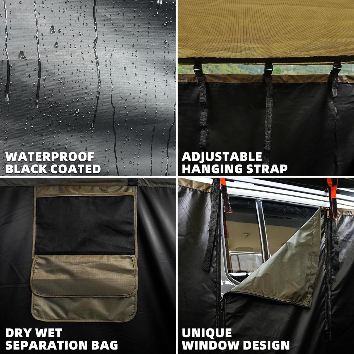 Vehicle Side Shower Room with Roof, 3.3ft x 3.3ft Privacy Shelter Restroom, Car Side Shower Room, Portable Shower