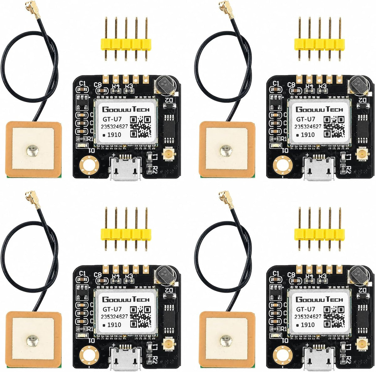 4-Pack GT-U7 GPS Module, USB Port, Active Antenna