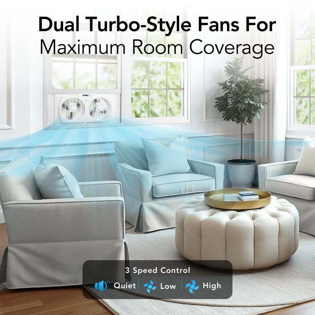 Reversible Twin Window Fan with 3-Speeds & Expandable Width