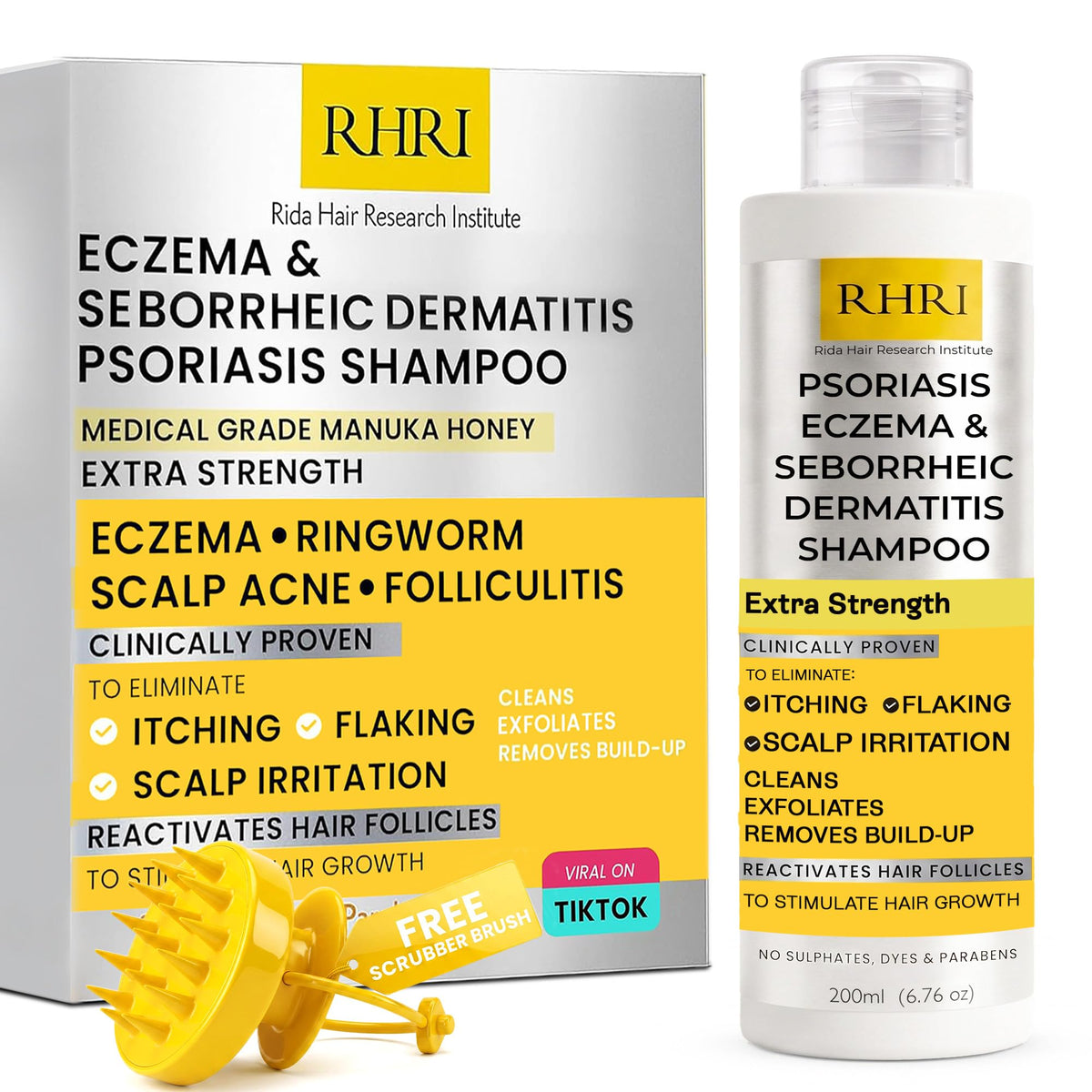 RHRI Psoriasis Shampoo with Salicylic Acid 3% for Seborrheic Dermatitis