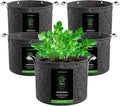 VIVOSUN 5-Pack 5 Gallon Grow Bags, 500G Thick Nonwoven Fabric Pots with Strap Handles, Multi-Purpose Rings, for Low