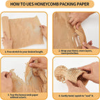 Honeycomb Packing Paper, 15"x300' Honeycomb Cushioning Bubble Wrap Paper Roll for Moving Shipping Breakables