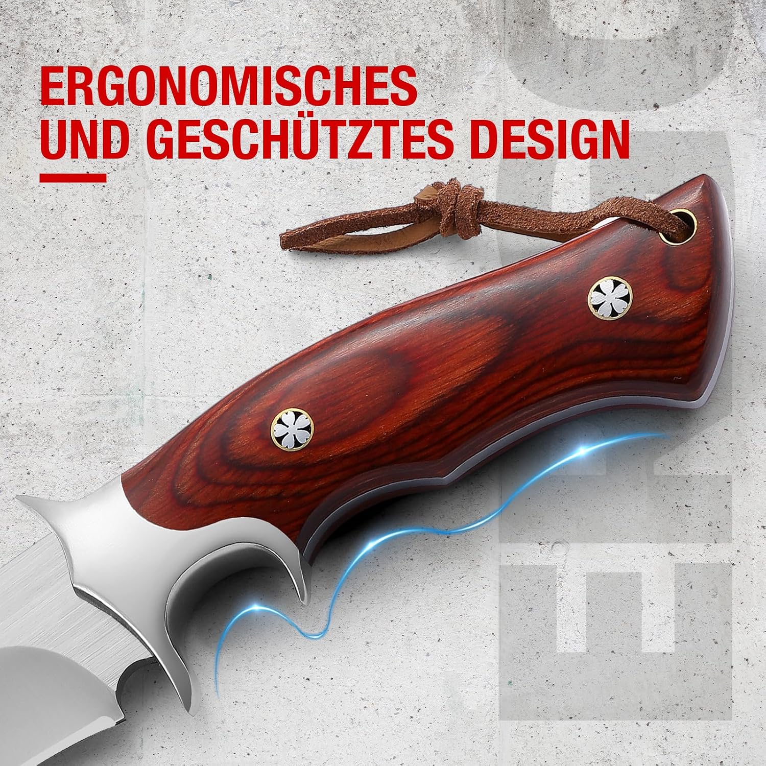 Full Tang Fixed Blade Hunting Knife with 60 HRC M390 Steel Blade | Comfortable Wood Handle, Includes Leather Sheath
