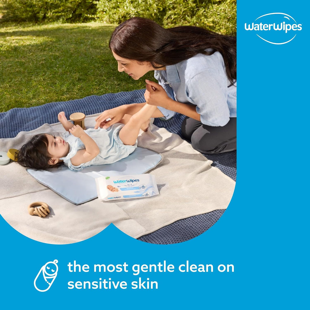 Sensitive+ Newborn & Baby Wipes, 3-In-1 Cleans, Cares, Protects, 99.9% Water, Unscented & Hypoallergenic, 240 Count