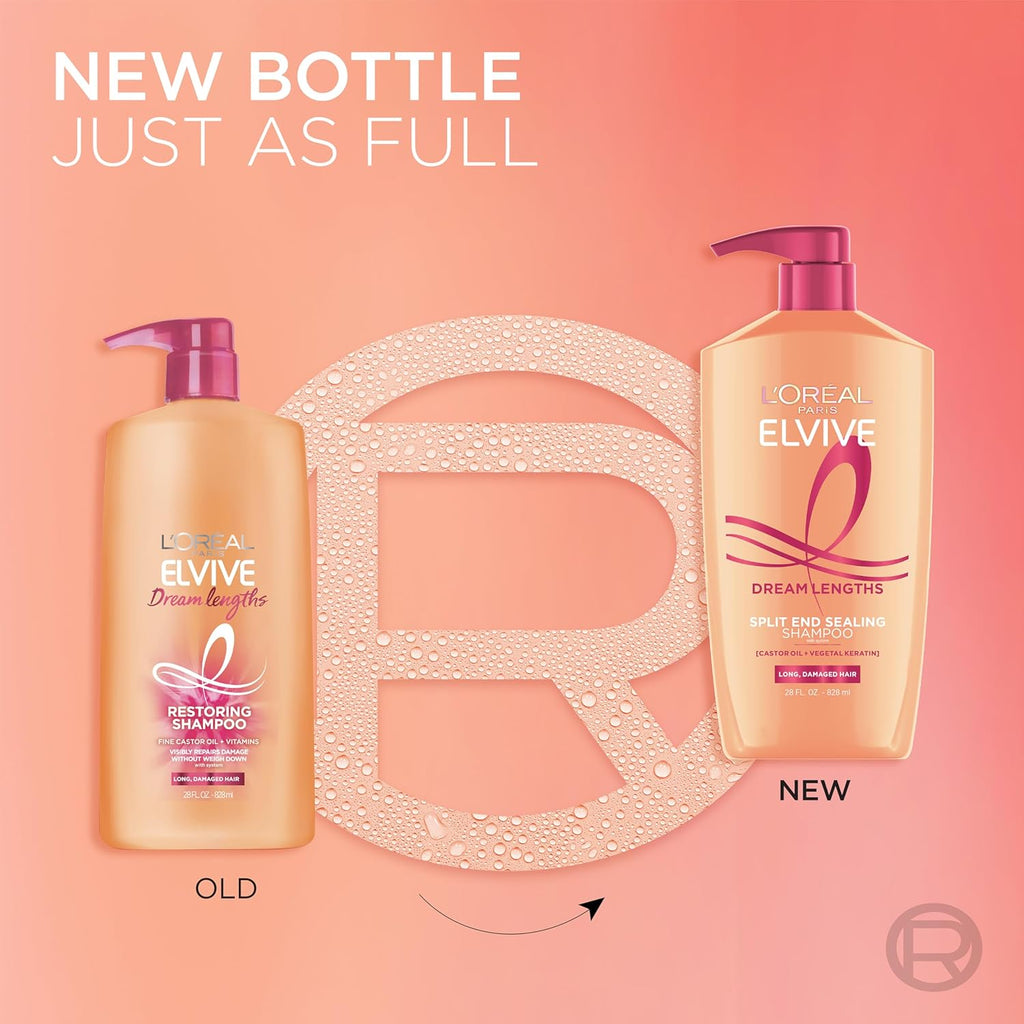 Elvive Dream Lengths Shampoo and Conditioner Set, Seals Split Ends, Hydrating & Strengthening Hair Repair, Fine