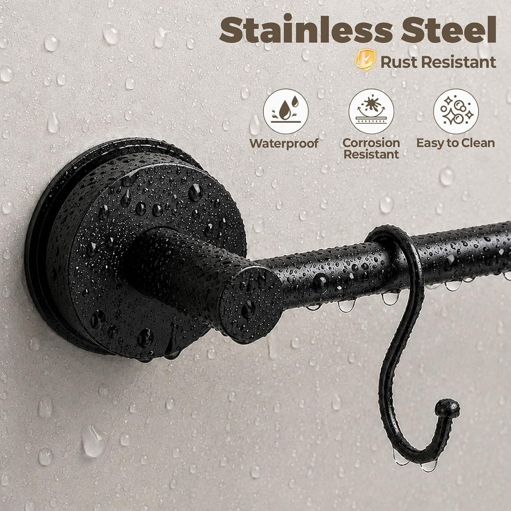 Adjustable Suction Cup Towel Bar – Towel Racks for Bathroom, 13.6-25 Inch, Stainless Steel Bathroom Towel Holder with