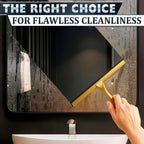 10" Shower Squeegee for Glass Doors & Windows with 2 Hooks, Gold