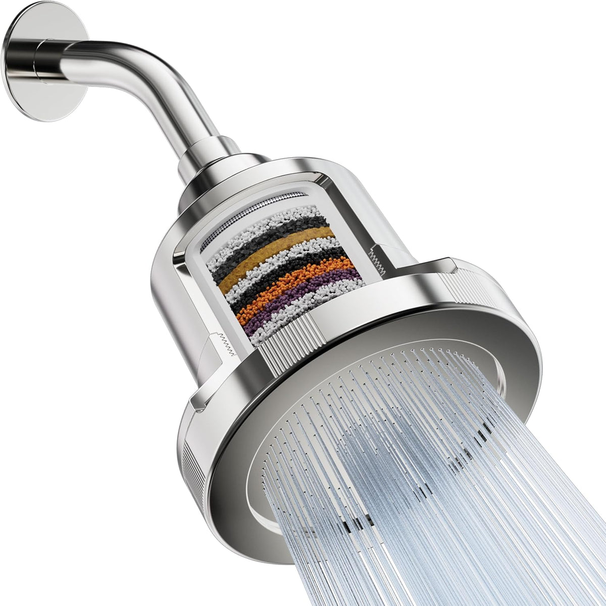 Shower Filter Head for Hard Water Improves Skin, Hair, and Nails - Large, High Output Filtered Shower Head with