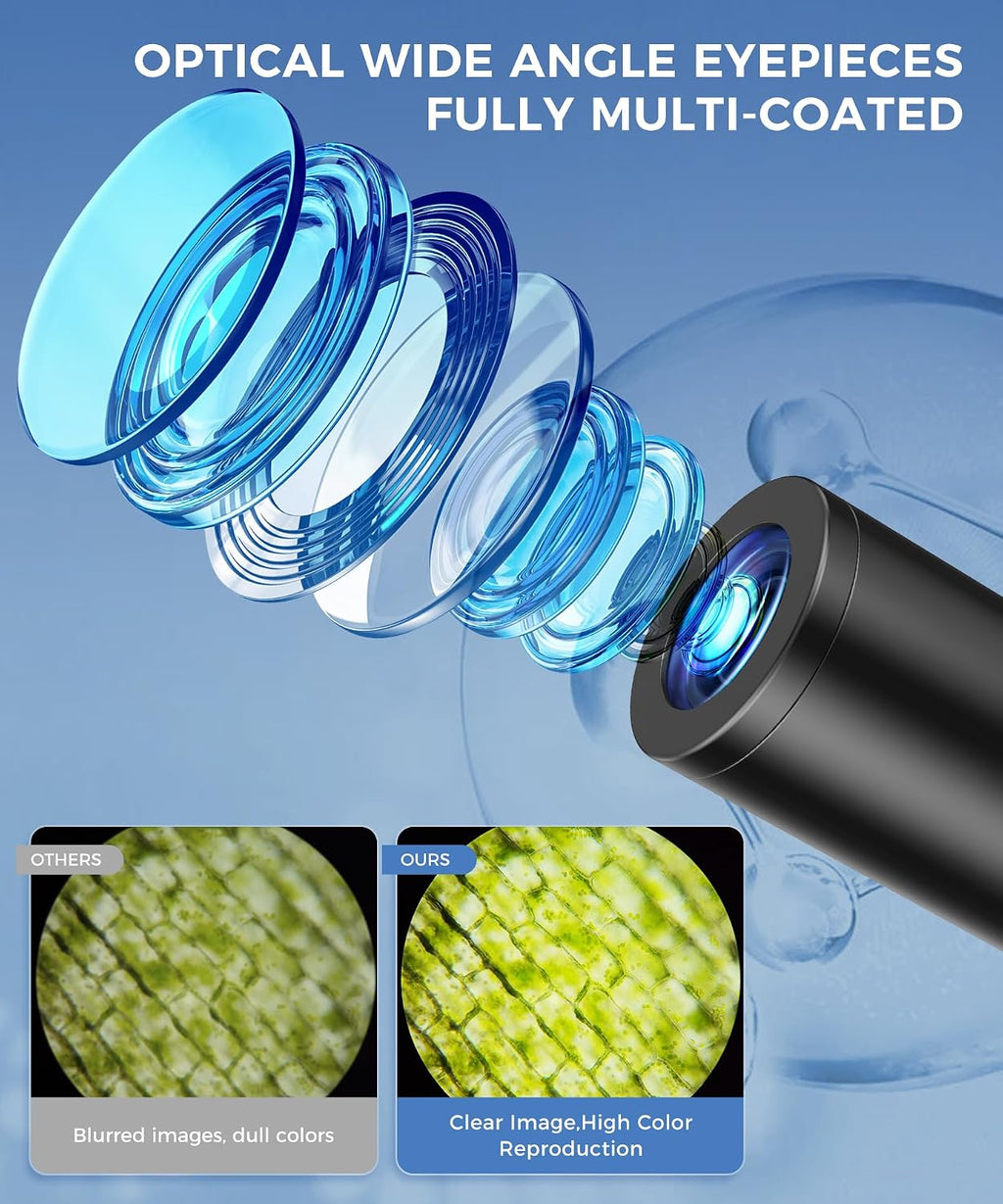 Compound Microscope for Adults & Students, White | 100X-2000X High-Power, Biological Microscope, School Lab & Home