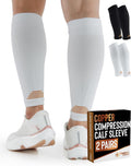 2 Pairs Copper Calf Compression Sleeve - Leg Compression Sleeves for Women & Men, Shin Splint Relief