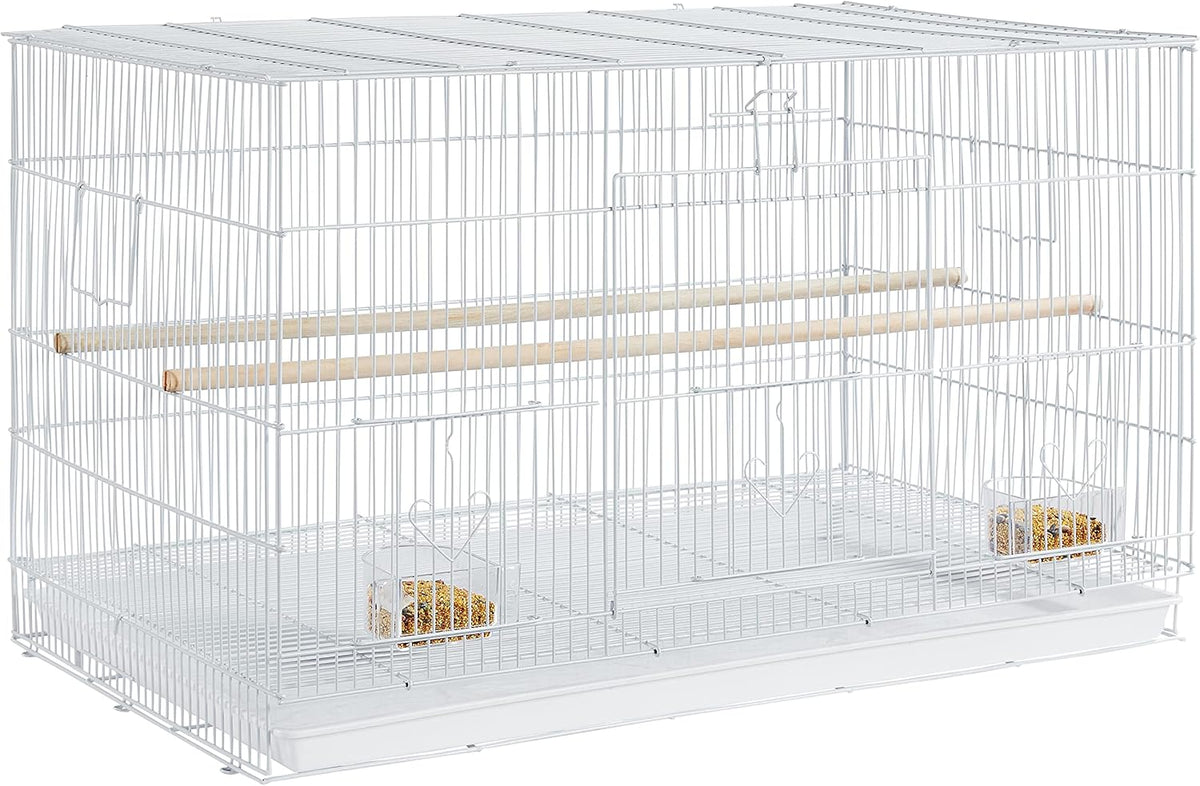 30-inch Flight Bird Cage for Parrots Finches Budgies Cockatiels Parakeets Lovebirds Canaries with Slide-Out Tray, White