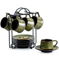 Ceramic Espresso Cups Set of 6, 4 Oz Expresso Shots Cup, Green