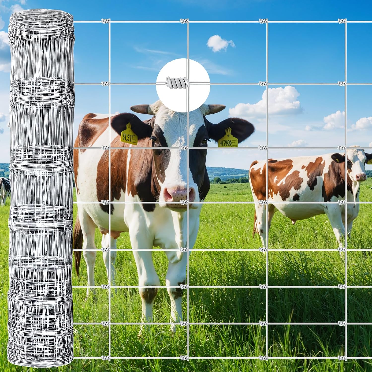 Cattle Fence, Farm Fence 4ft x 164ft - 14 Gauge Galvanized Wire Fence & Chain Link Fence for Hog, Goat, Sheep & Deer;