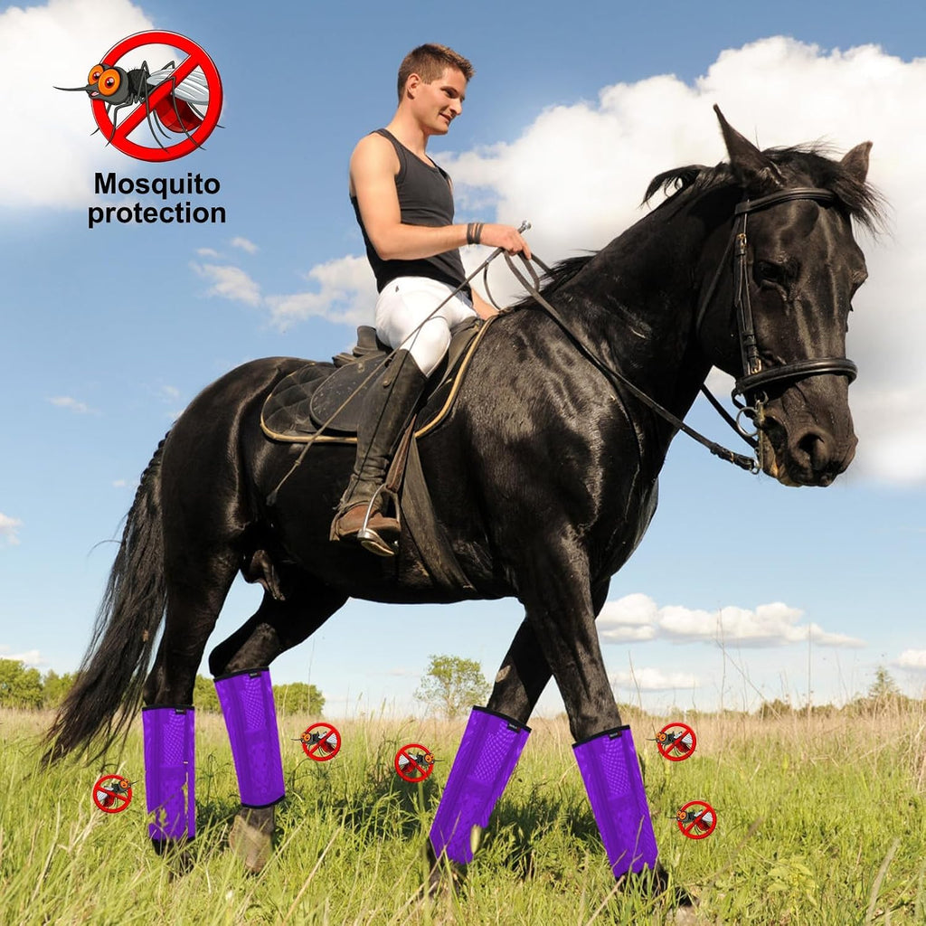 Horse Fly Boots, Breathable Mesh Protection Set of 4, Comfortable Horse Leggings, Breathable Mesh Design, Equine