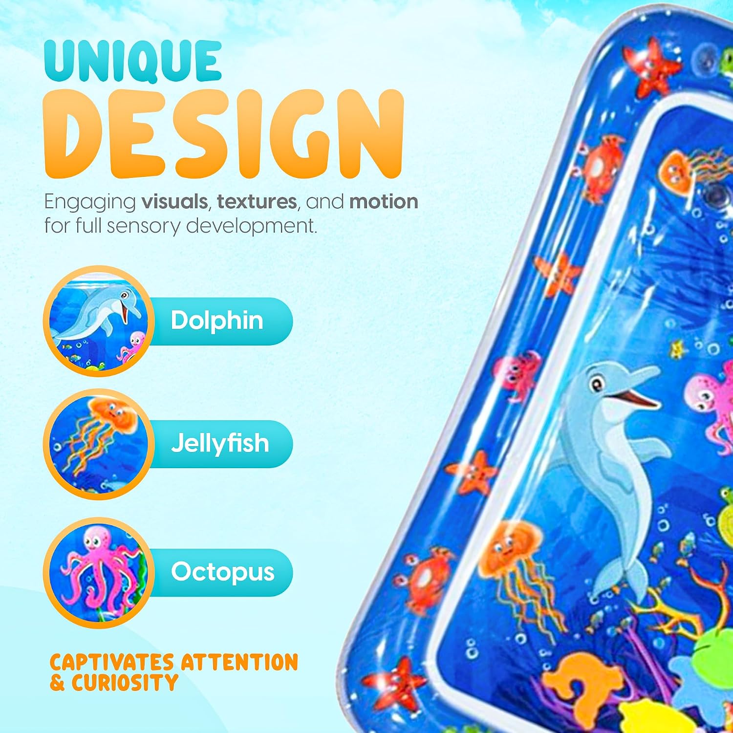 Inflatable Water Play Mat for Kids, Sensory Activity Toy for Babies, Premium Water Play Pad, Fun & Engaging Baby Gift