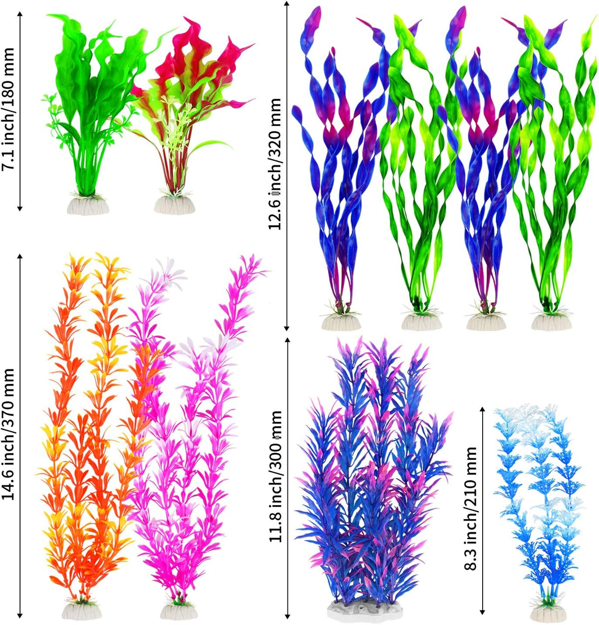 Fish Tank Plants, 10 Pack Artificial Aquarium Plants for Decorations (Blue)