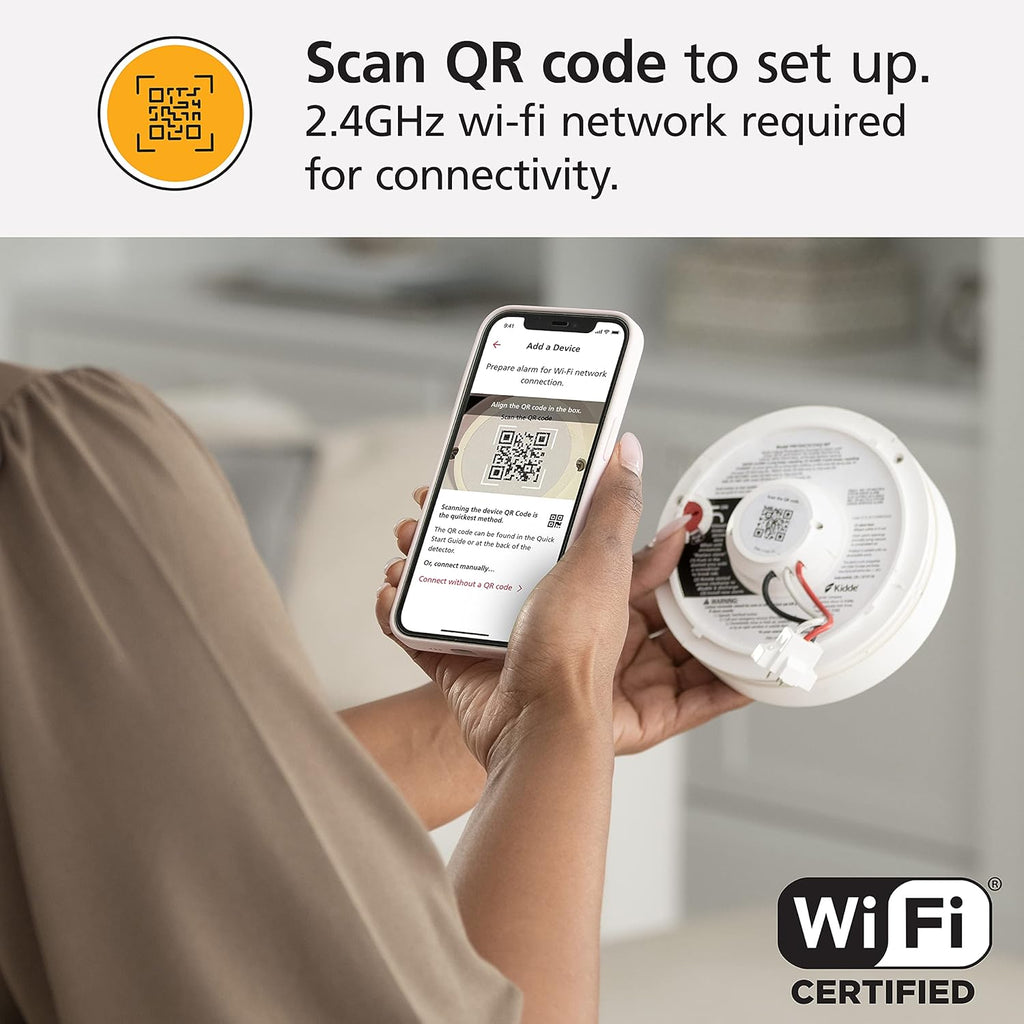 Smart Smoke Detector & Indoor Air Quality Monitor, WiFi, Alexa Compatible Device, Hardwired w/Battery Backup, Voice &