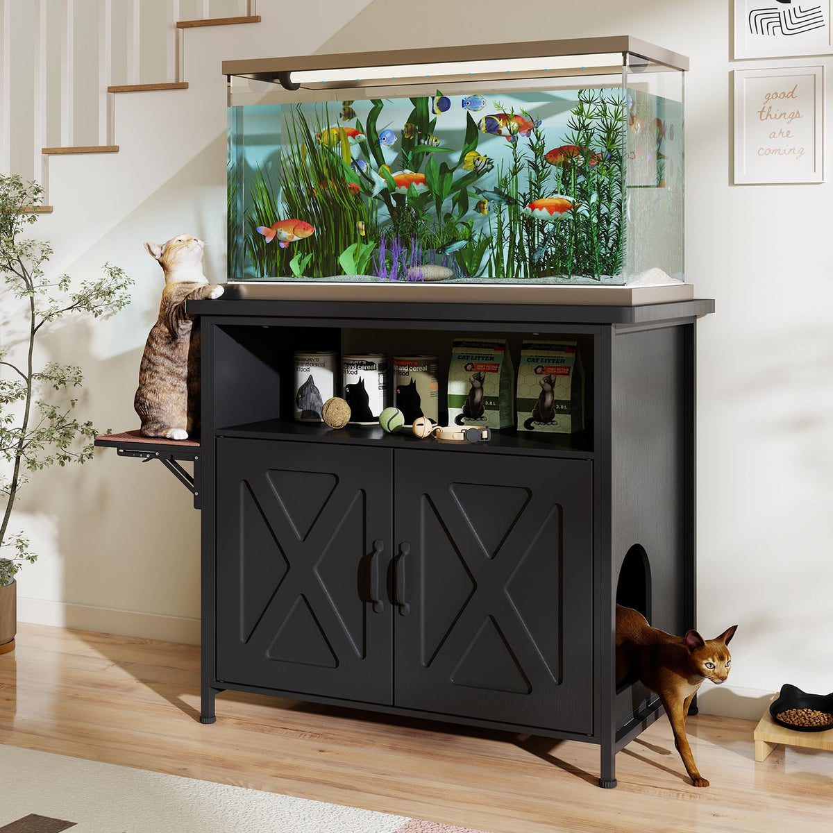 40-50 Gallon Fish Tank Stand, Aquarium Stand, Black