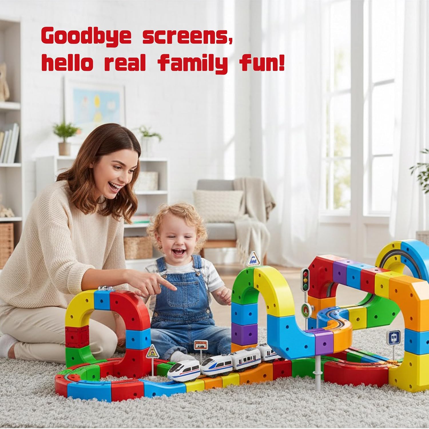 Electric Train Set for Kids Ages 3-8 - Modular 3D Flexible Race Track Building Toy with Gravity-Defying 360°