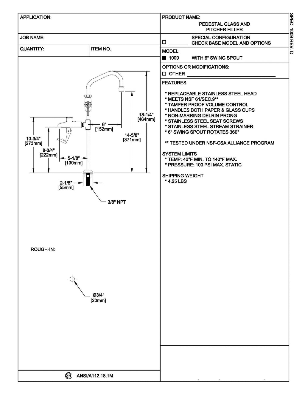 Fisher 1009 Glass Filler 08PED 06SS