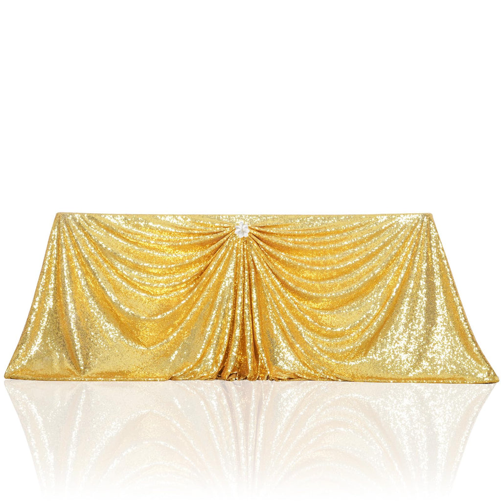 Gold Sequin Tablecloth 90x132 Inch Rectangular Floor Length