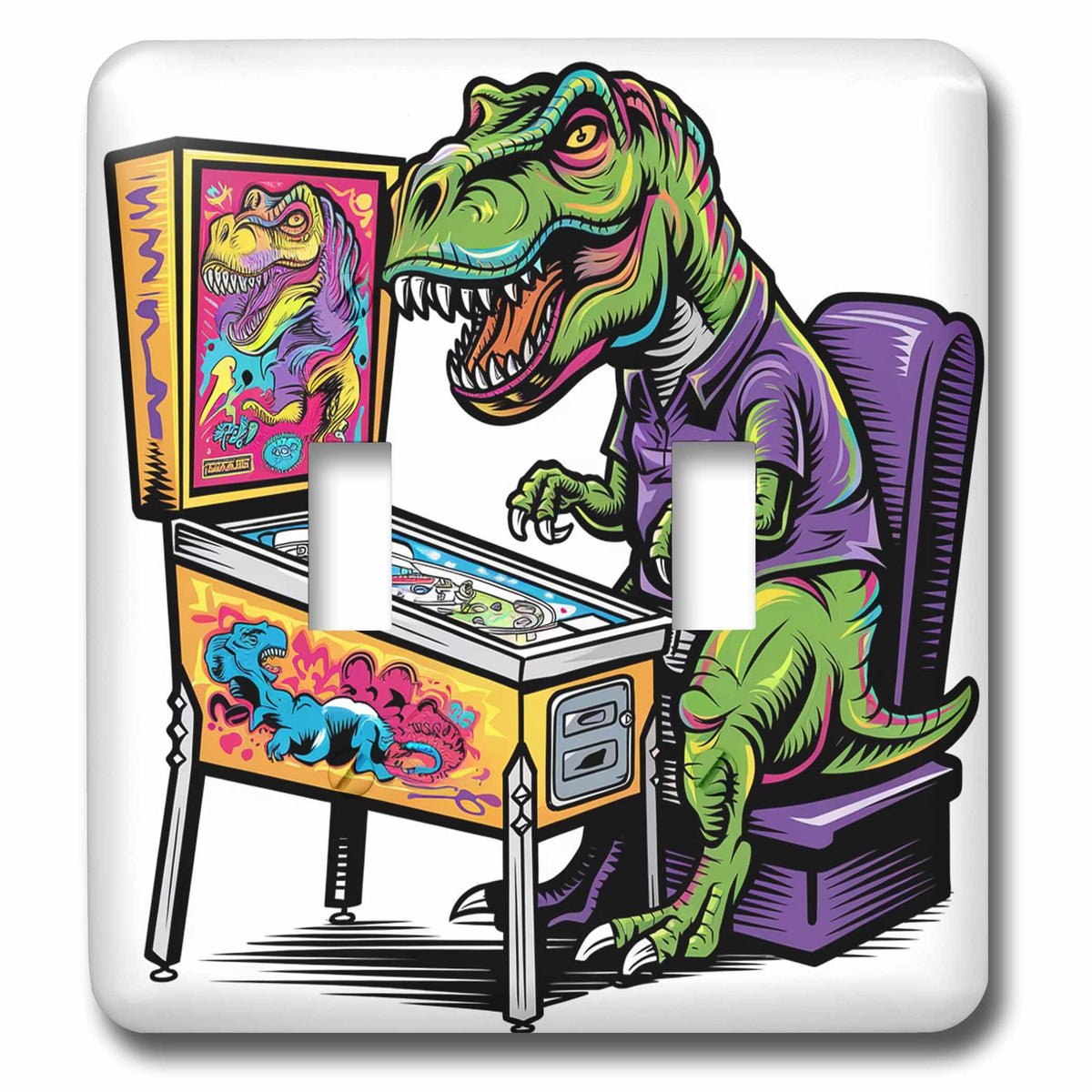 Funny Cool T-rex Dinosaur Playing Pinball double toggle switch