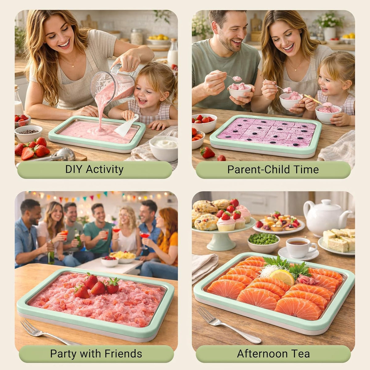 Rolled Ice Cream Maker Tray SUS 304 At Home DIY Instant Ice Cream Machine