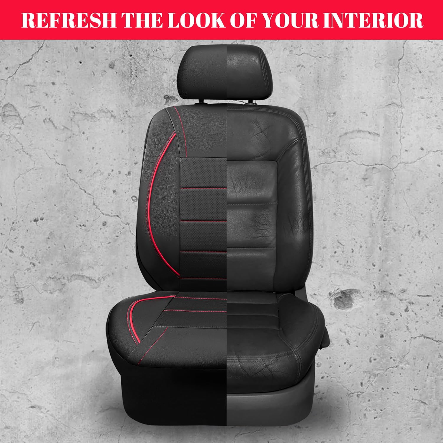 Universal FIT Piping Leather Car Seat Cover, for suvs,Van,Trucks,Airbag Compatible,Inside Zipper Design and Reserved
