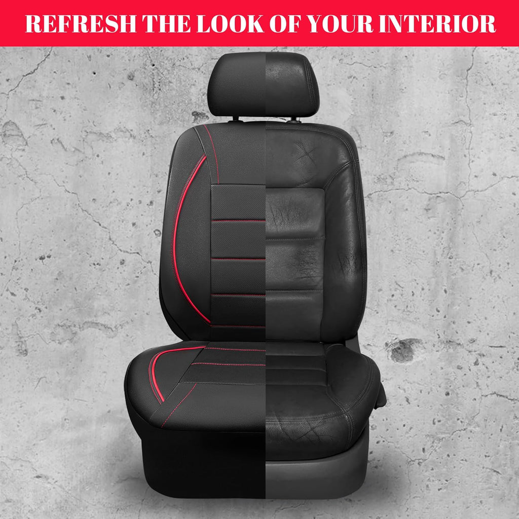 Universal FIT Piping Leather Two Front Seat Covers, Waterproof Faux Leather for SUV Sedan Van Truck, Airbag