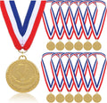 12 Pieces Gold Medals for Awards - Winner Medal Metal with Neck Ribbon Prizes for Kids, Adults, Sports Day, Spelling