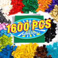 1600 Pieces Building Bricks, Building Bulk Block with 2 Packs 24x24 Studs Sticky Plate and 46PCS Wheel Accessory