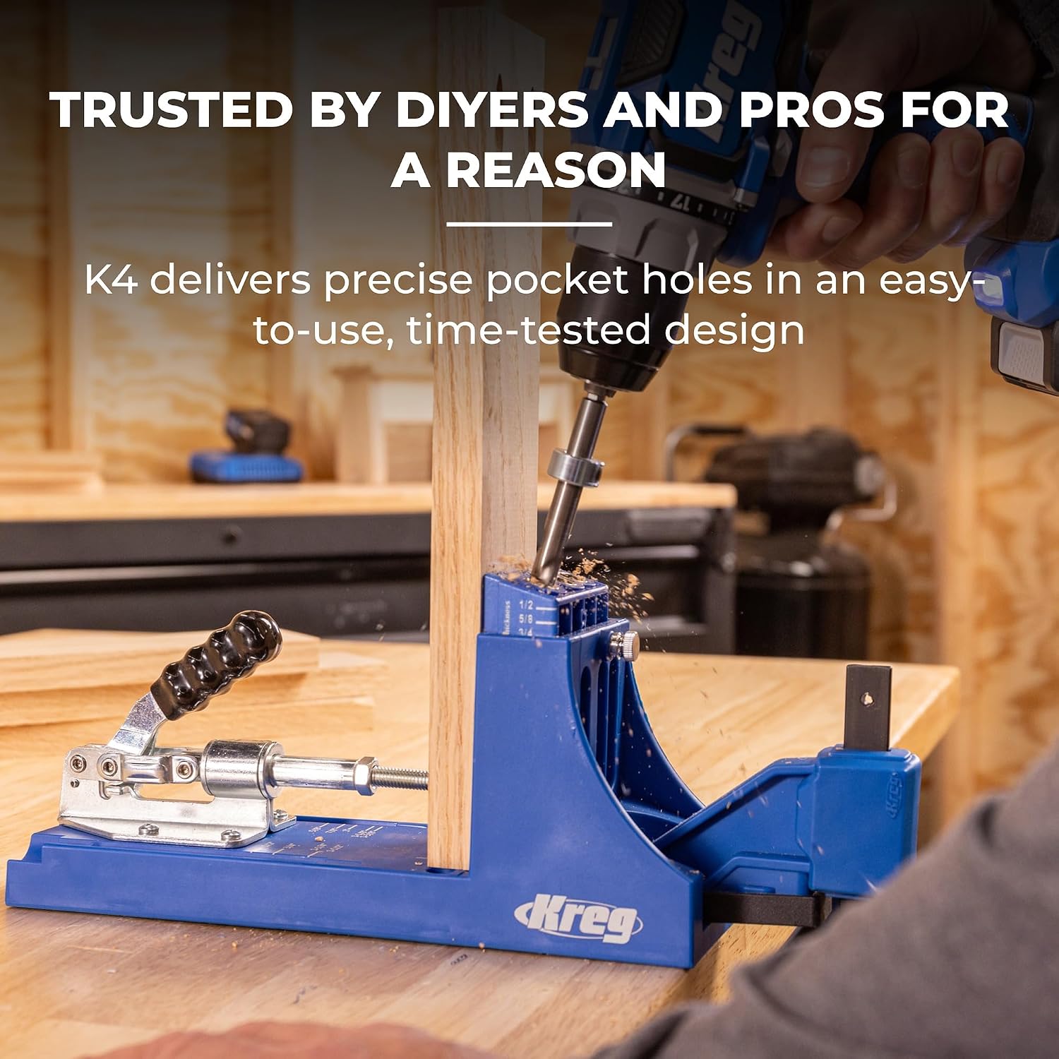 K4 Pocket Hole Jig - Adjustable, Versatile Jig for Strong Joints - Create Perfect, Rock-Solid Joints - Easily
