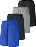4 Pack Boys Shorts Boy Athletic Shorts Kids Quick Dry Basketball Soccer Shorts with Pockets mesh Elastic Waist