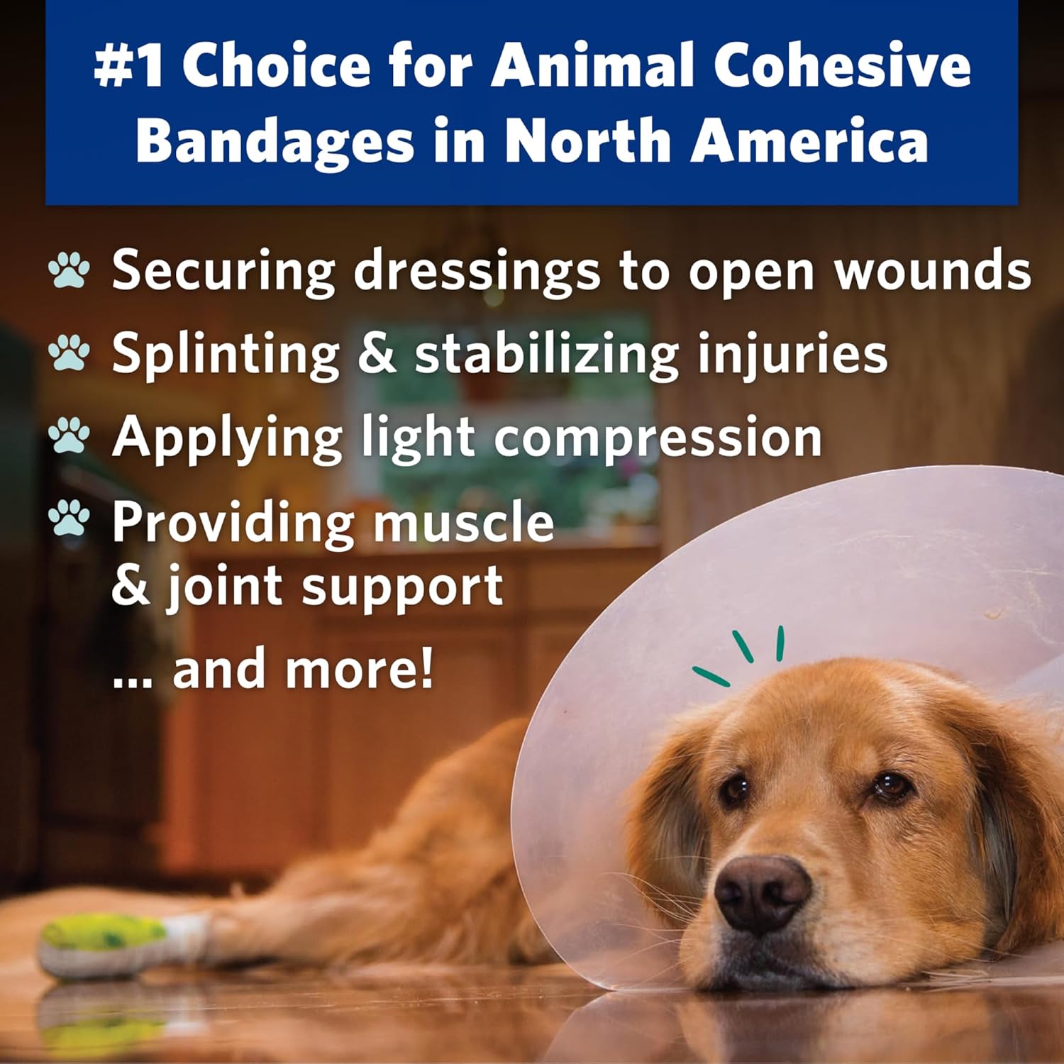 PetFlex No Chew – Flexible Self-Adhering Elastic Bandage for Wound Care – First Aid Wrap for Small Animals Like Dogs