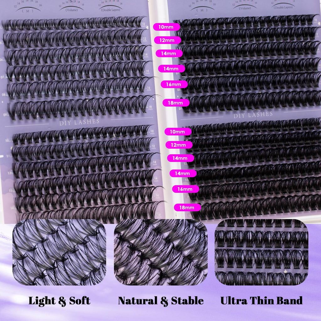 560Pcs Lash Clusters Kit, Cluster Eyelash Extensions 10-18mm
